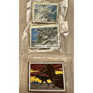 1989 25 cent stamp pins dinosaurs set of 3